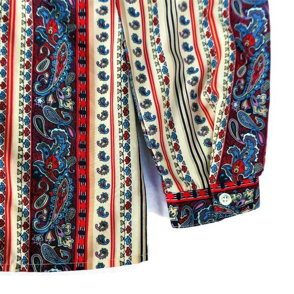 Vintage Secretary Blouse Striped Paisley Tie Neck - Picture 7 of 8